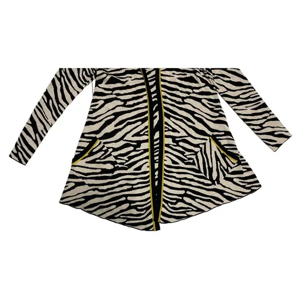 Belldini Womens Hoodie Cardigan Sweater Size L Black-Beige Animal Print cotton - Picture 6 of 9